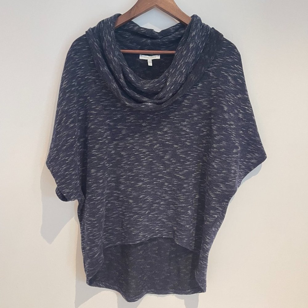 Vivian Wong Women Oversized Black Cowl Neck Cap Sleeve Hi Low Hem Top Size S